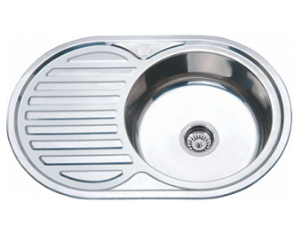 Мойка кухонная врезная овальная РМС MG6-7750OVR 770*500 мм глянец 0,6 мм Мойка кухонная врезная овальная РМС MG6-7750OVR 770*500 мм глянец 0,6 мм