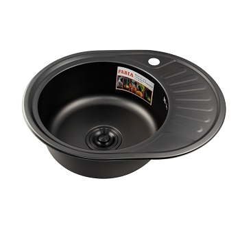 Мойка кухонная врезная овальная FABIA PROFI ГРАФИТ 570*450 мм 0,8 мм ЛЕВАЯ 9563снят с производства  Мойка кухонная врезная овальная FABIA PROFI ГРАФИТ 570*450 мм 0,8 мм ЛЕВАЯ 9563снят с производства