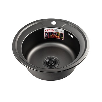 Мойка кухонная врезная круглая FABIA PROFI 9560 490 мм, ГРАФИТ 0,8 мм Мойка кухонная врезная круглая FABIA PROFI 9560 490 мм, ГРАФИТ 0,8 мм