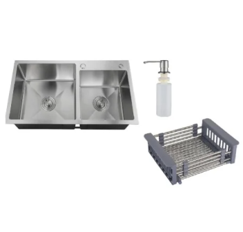 Мойка кухонная врезная прям.двойная РМС MR-7843 780*430мм0,8мм.гл.200мм.сифон с пер+корзина+дозатор Мойка кухонная врезная прям.двойная РМС MR-7843 780*430мм0,8мм.гл.200мм.сифон с пер+корзина+дозатор