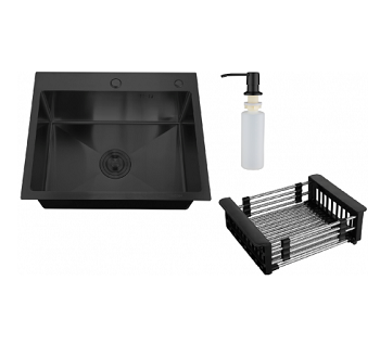 Мойка кухонная врезная квадратная РМС MR-5050BL 500*500 мм ГРАФИТ, 200 мм сифон с пер+корзин+дозат Мойка кухонная врезная квадратная РМС MR-5050BL 500*500 мм ГРАФИТ, 200 мм сифон с пер+корзин+дозат
