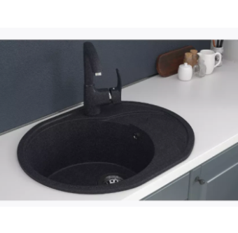 Мойка кухонная Gamma Stone GS-8 Черный 570*460 мм овальная