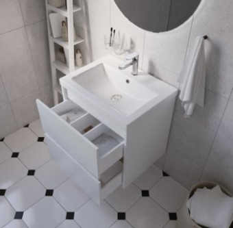 Тумба 1MARKA Veil 50П (подвесная,белая аляска/дуб вотан, умывальник сomo 50)